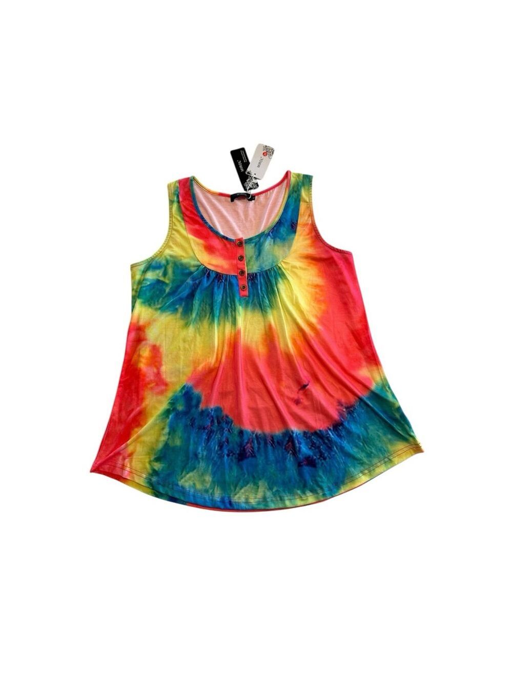 MIROL Hippie Tie Dye Tank Top Womens XL Multicolor Festival Summer 60s NEW NWT